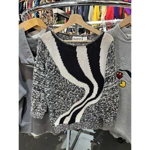 Vintage Shapely Knits Women's Knit Ramie Geometric Sweater